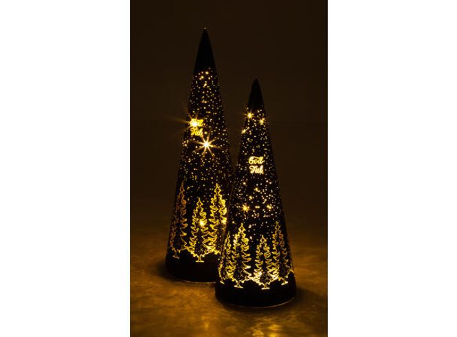 Hovedbilde Lyslykt LED God Jul tre sort kjegle 25cm