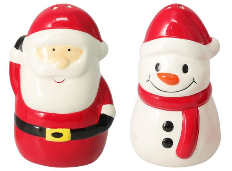 Salt- og pepperbøsse-sett nisse og snømann 10cm