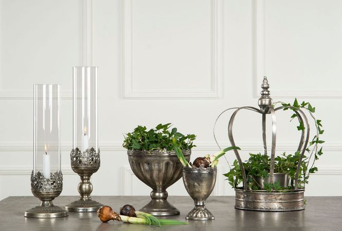 Hovedbilde Krone Dekoration Lykt Pynt Silver