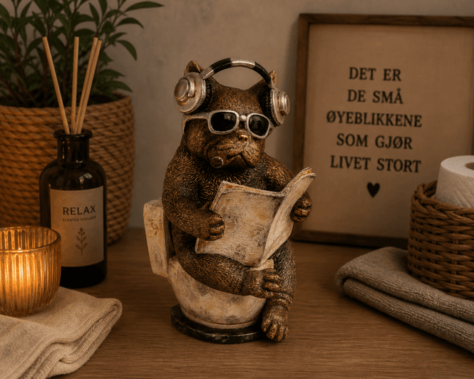 Hovedbilde Figur Hund leser avis WC 20,5cm