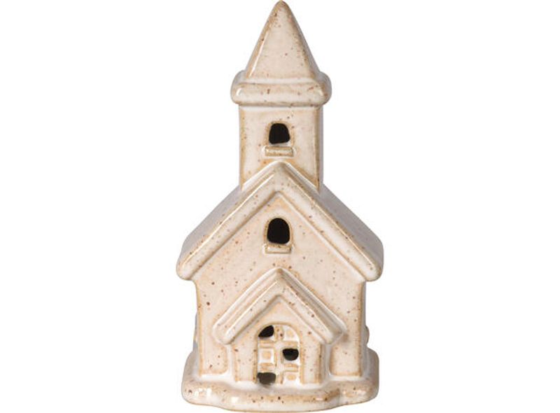 Kirke beige porselen LED h:11cm Ass.