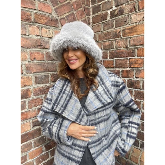 Hovedbilde Pelshatt Fake Fur Lysegrå