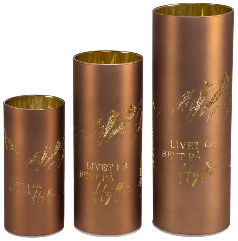 Lyslykt LED Livet på hytta brun 8x20cm