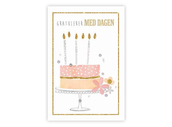 Hovedbilde Dobbelt gratulasjonskort Kake