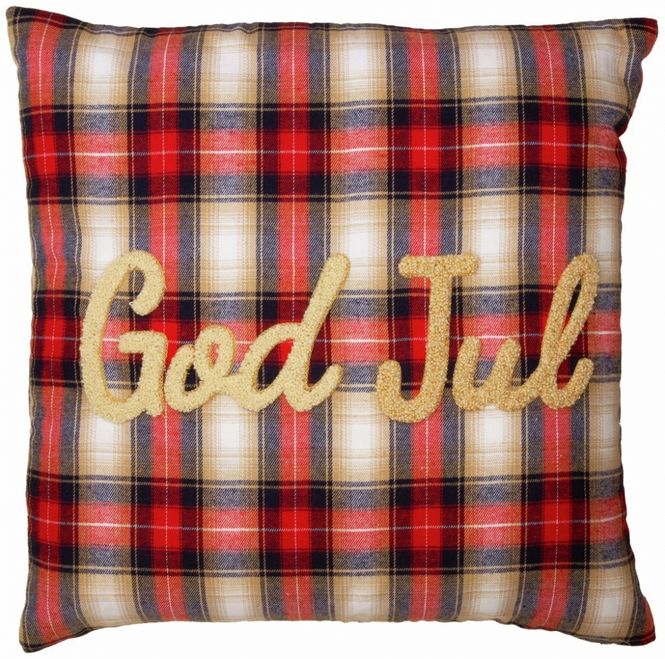 Hovedbilde Putetrekk rutet rød God Jul 45x45cm