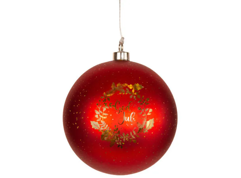 Lyslykt LED Julekrans rød rund 15cm