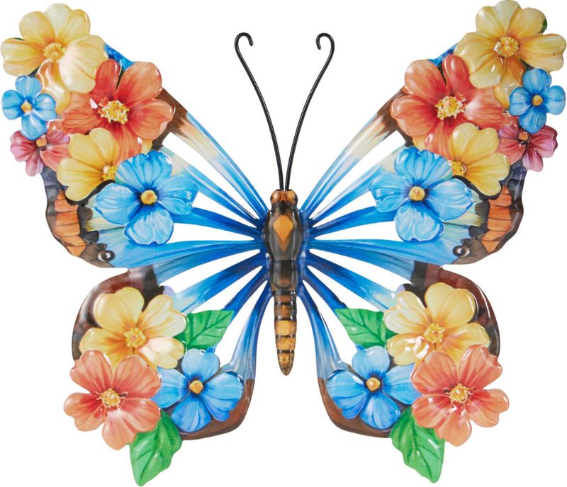Sommerfugl metall veggdekor 21x18cm Ass.