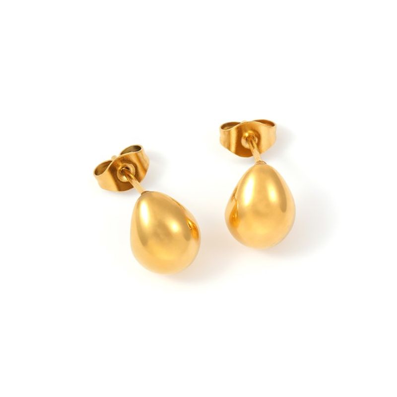 May -  Classic Drop Earrings Stainless Steel - Gold    