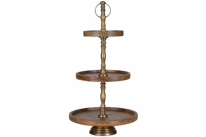 Hovedbilde Etasjefat Brun Tre/Messing 48 cm