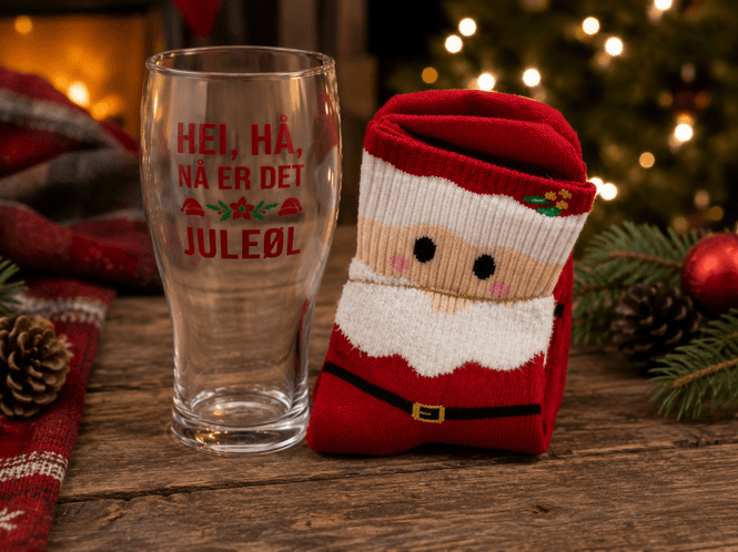 Hovedbilde Ølglass m/sokk Hei, hå, juleøl 0,5l 16cm