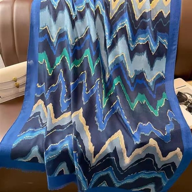 Hovedbilde Bronzing Zigzag Viscose Scarf 180x90 - Blue/Gold