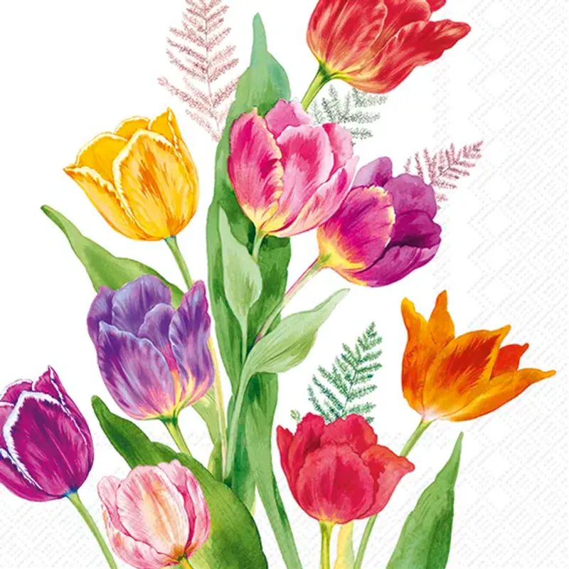 Servietter Bright Tulips Kaffe
