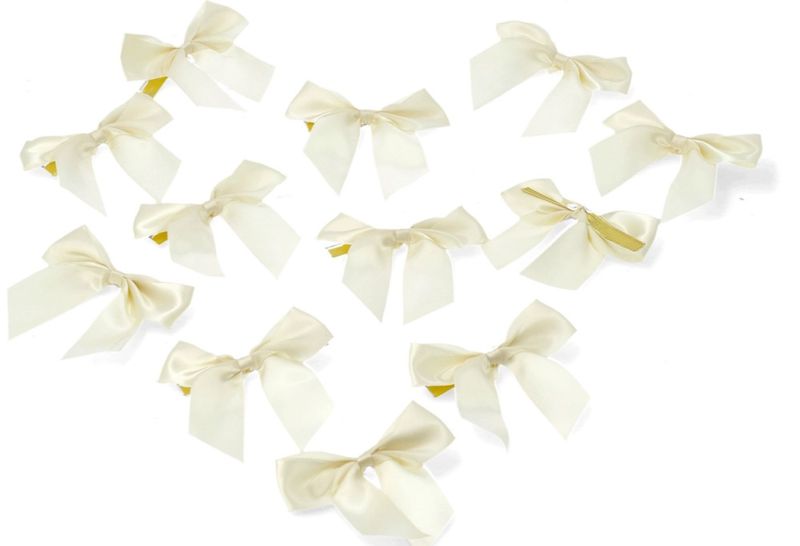 Sløyfe sateng liten Hvit 8cm