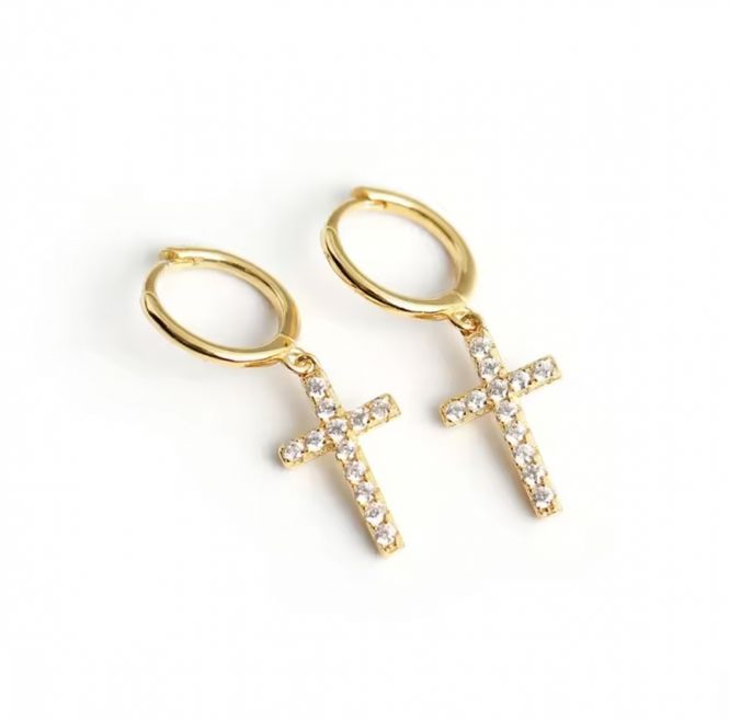 Hovedbilde Cross Hoop Earring 18K Gold