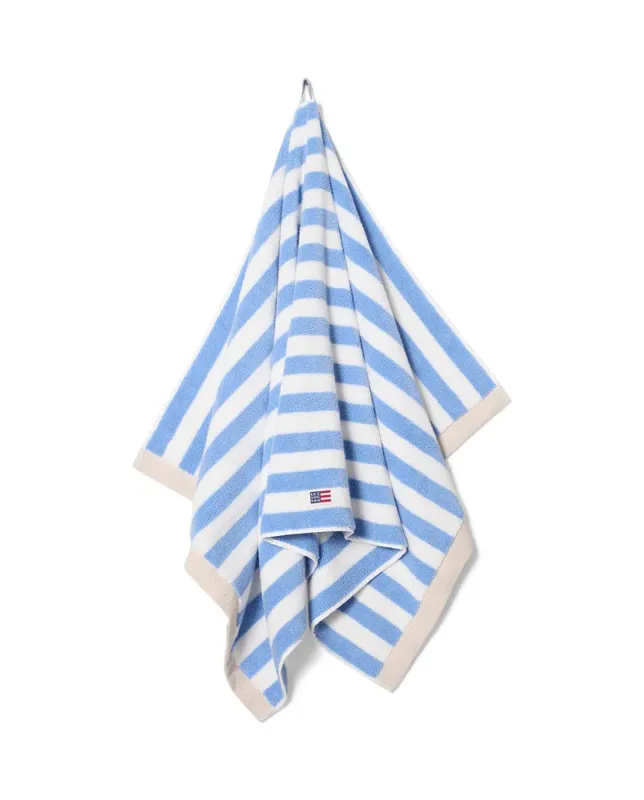 Blokkstripet håndkle, himmelblå/hvit/moonbeam 30x50