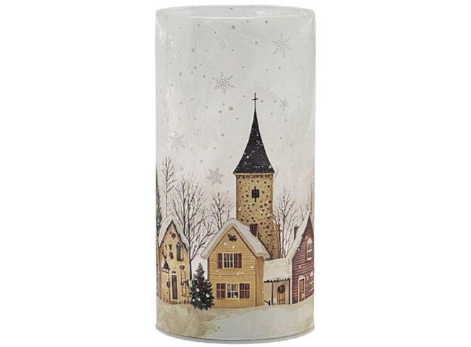 Hovedbilde Lyslykt LED frostet Juleby 8x16cm