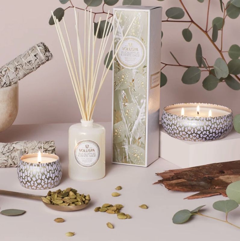 Voluspa Mini Tin 25t Eucalyptus & White Sage