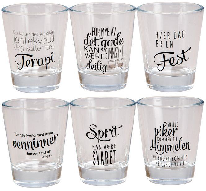 Hovedbilde Shotglass blank jente-tekster 5x6cm 6stk