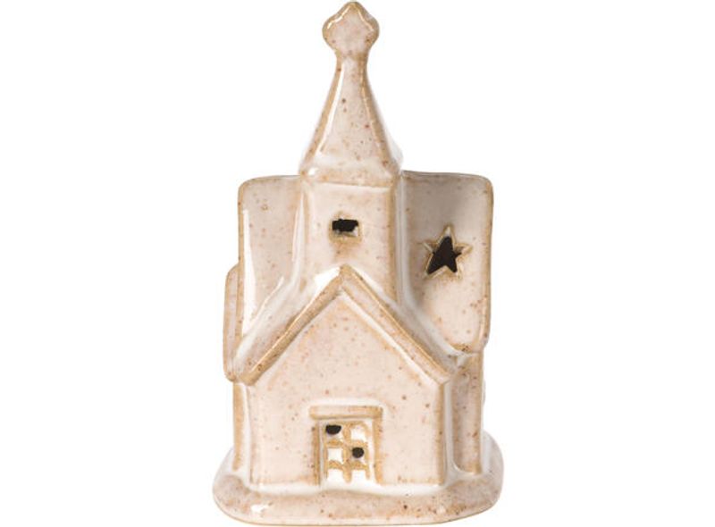 Kirke beige porselen LED h:11cm Ass.