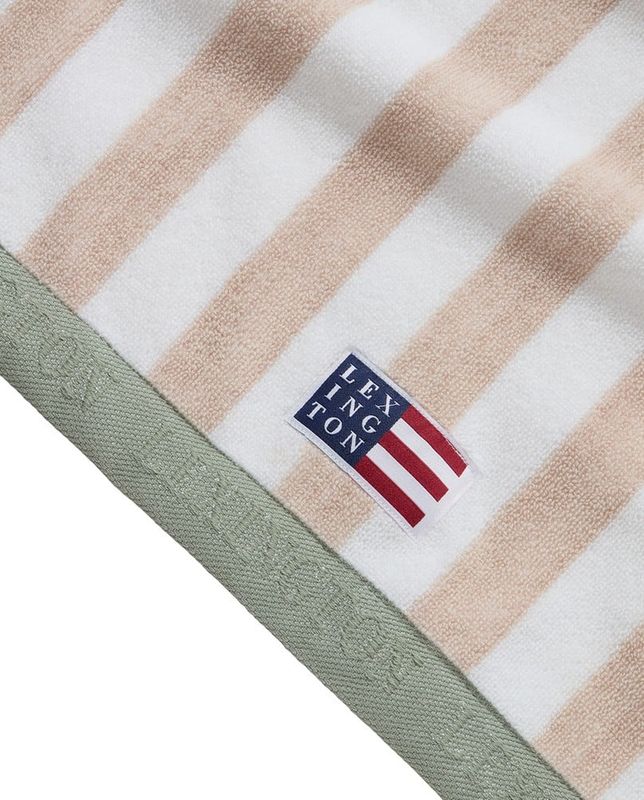 Håndkle i bomullsfrotté med blokkstriper, beige striper