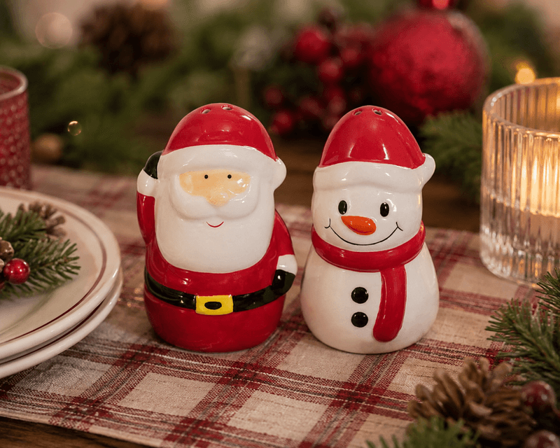 Salt- og pepperbøsse-sett nisse og snømann 10cm