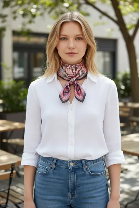 Hovedbilde Silkeskjerf - Rosa mønster 100% silke