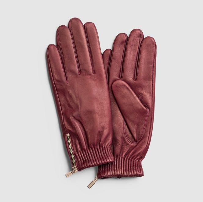 Hovedbilde Ladies glove Gold side zip Lambskin, Wool blend ...
