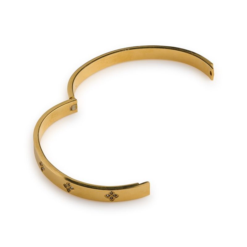 Liv - Crystal Clover Bangle Bracelet  Stainles - Gold  
