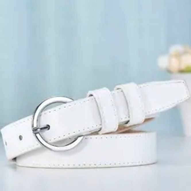 Hovedbilde Round silver buckle belt Leather White 105cm