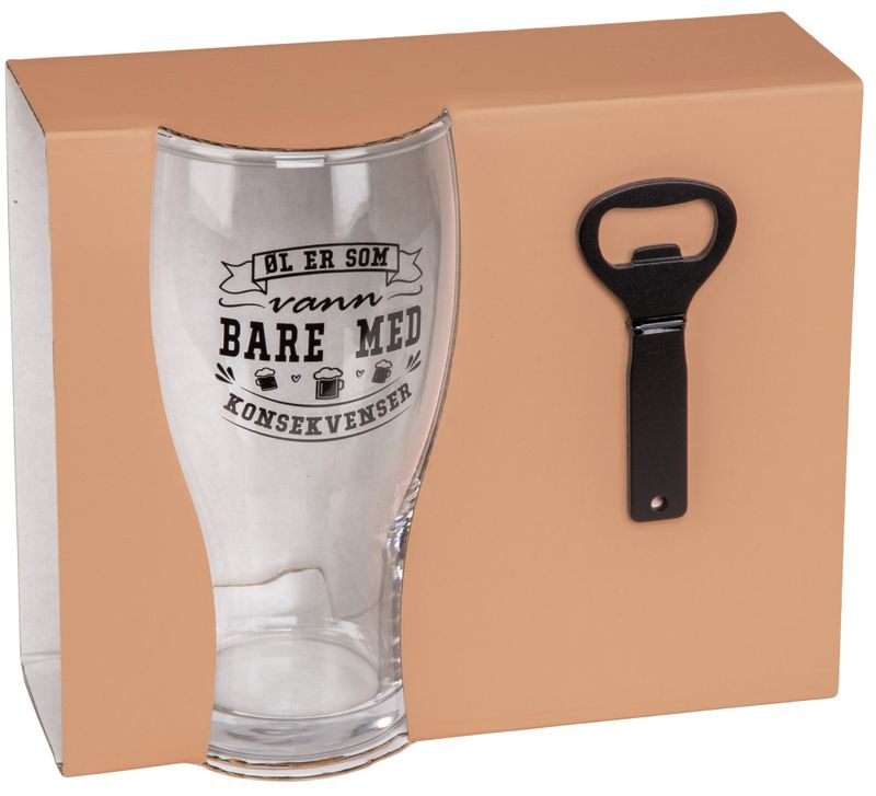 Ølglass m/åpner 